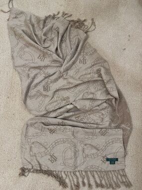 Ralph Lauren Beige Monogram Sparkle Shawl, comes in RL gift box